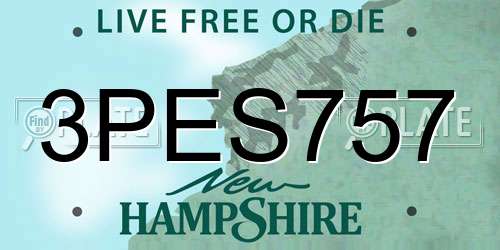 3PES757 New Hampshire License Plate