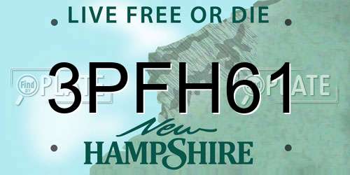 3PFH61 New Hampshire License Plate