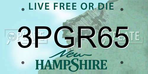 3PGR65 New Hampshire License Plate