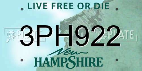 3PH922 New Hampshire License Plate