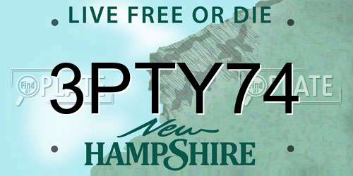 3PTY74 New Hampshire License Plate