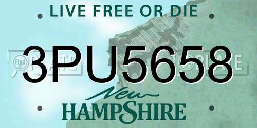 3PU5658 New Hampshire License Plate