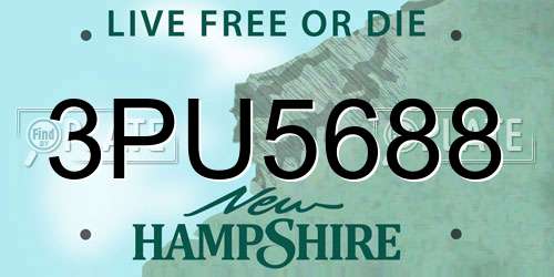 3PU5688 New Hampshire License Plate