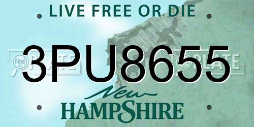 3PU8655 New Hampshire License Plate