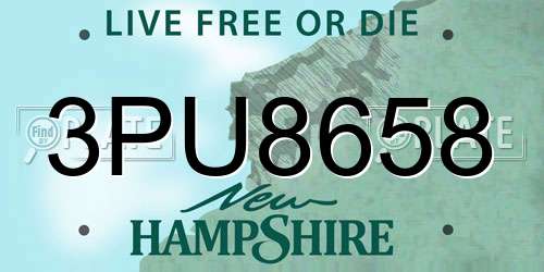 3PU8658 New Hampshire License Plate