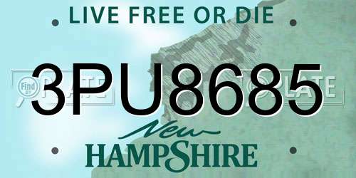 3PU8685 New Hampshire License Plate