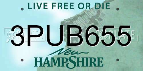 3PUB655 New Hampshire License Plate