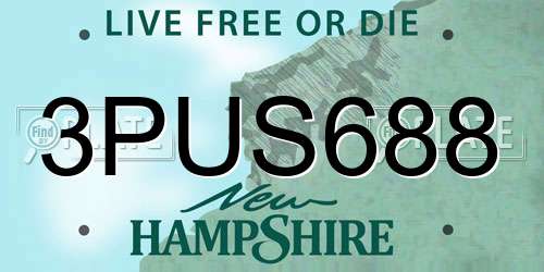 3PUS688 New Hampshire License Plate