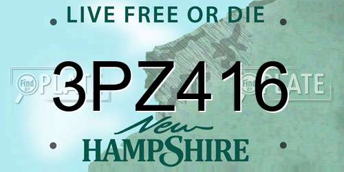 3PZ416 New Hampshire License Plate