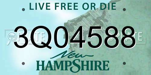 3Q04588 New Hampshire License Plate