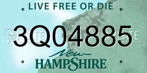 3Q04885 New Hampshire License Plate