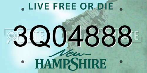 3Q04888 New Hampshire License Plate