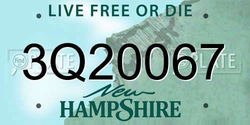 3Q20067 New Hampshire License Plate