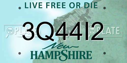 3Q44I2 New Hampshire License Plate