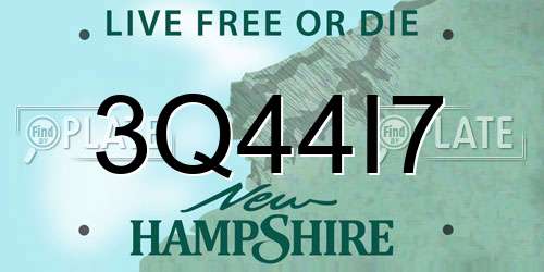 3Q44I7 New Hampshire License Plate