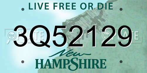 3Q52129 New Hampshire License Plate