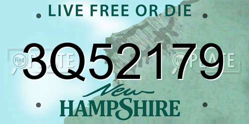 3Q52179 New Hampshire License Plate