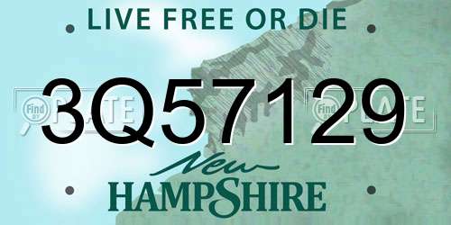 3Q57129 New Hampshire License Plate