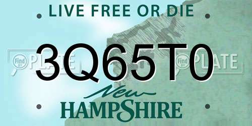 3Q65T0 New Hampshire License Plate