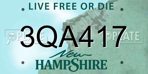 3QA417 New Hampshire License Plate