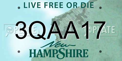 3QAA17 New Hampshire License Plate