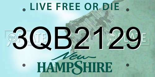 3QB2129 New Hampshire License Plate