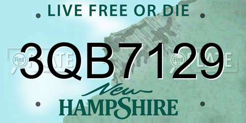 3QB7129 New Hampshire License Plate