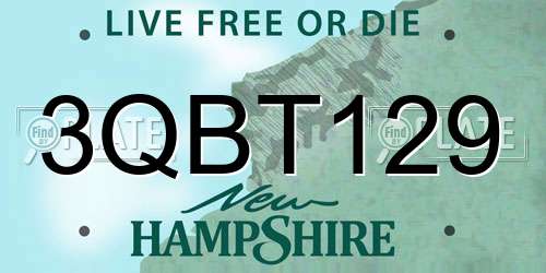 3QBT129 New Hampshire License Plate