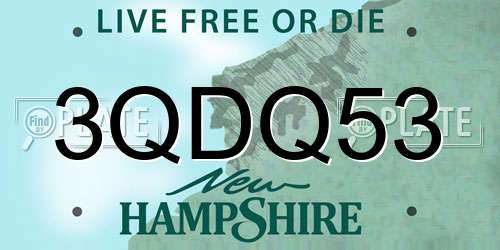 3QDQ53 New Hampshire License Plate