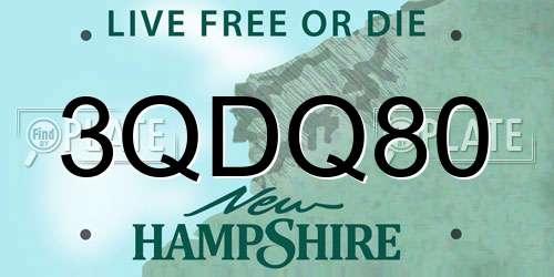 3QDQ80 New Hampshire License Plate