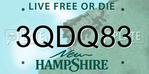 3QDQ83 New Hampshire License Plate