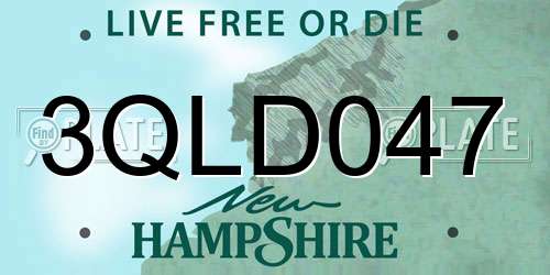 3QLD047 New Hampshire License Plate