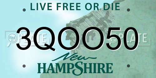 3QOO50 New Hampshire License Plate