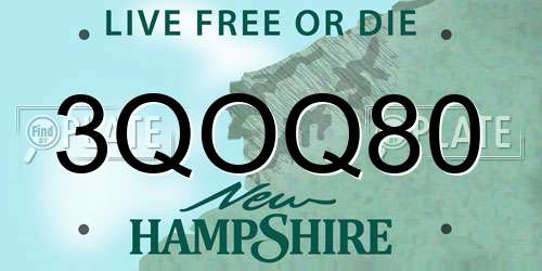 3QOQ80 New Hampshire License Plate