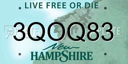 3QOQ83 New Hampshire License Plate