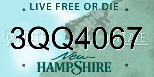 3QQ4067 New Hampshire License Plate