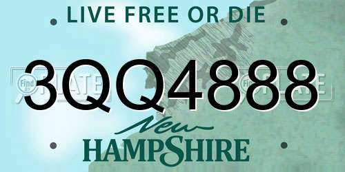 3QQ4888 New Hampshire License Plate