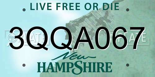 3QQA067 New Hampshire License Plate