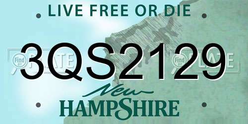 3QS2129 New Hampshire License Plate
