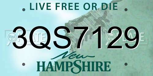 3QS7129 New Hampshire License Plate