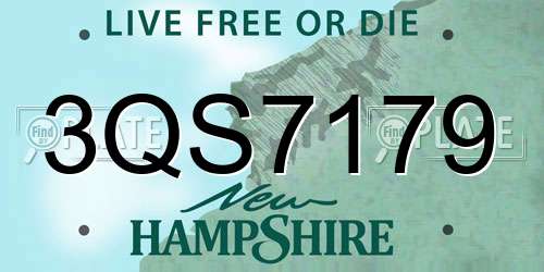 3QS7179 New Hampshire License Plate