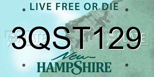 3QST129 New Hampshire License Plate
