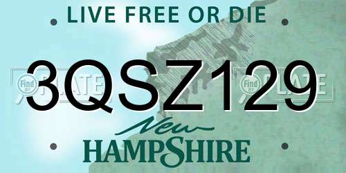 3QSZ129 New Hampshire License Plate