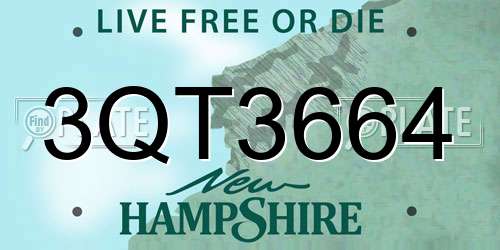 3QT3664 New Hampshire License Plate