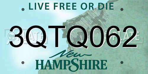 3QTQ062 New Hampshire License Plate