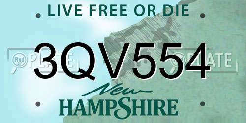 3QV554 New Hampshire License Plate