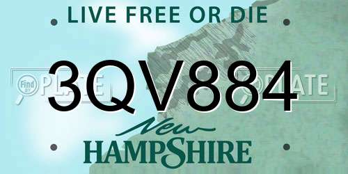 3QV884 New Hampshire License Plate
