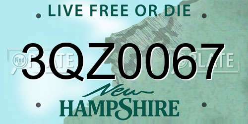 3QZ0067 New Hampshire License Plate