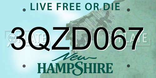 3QZD067 New Hampshire License Plate