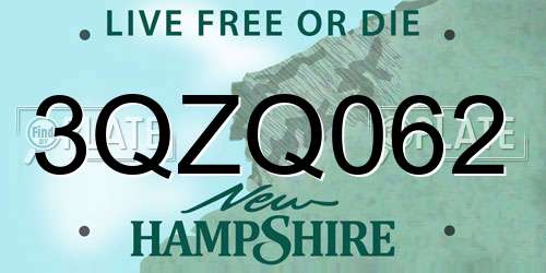 3QZQ062 New Hampshire License Plate